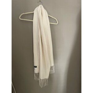 Basile Moonbat 100% Cashmere Ivory Scarf With Fringe Detail